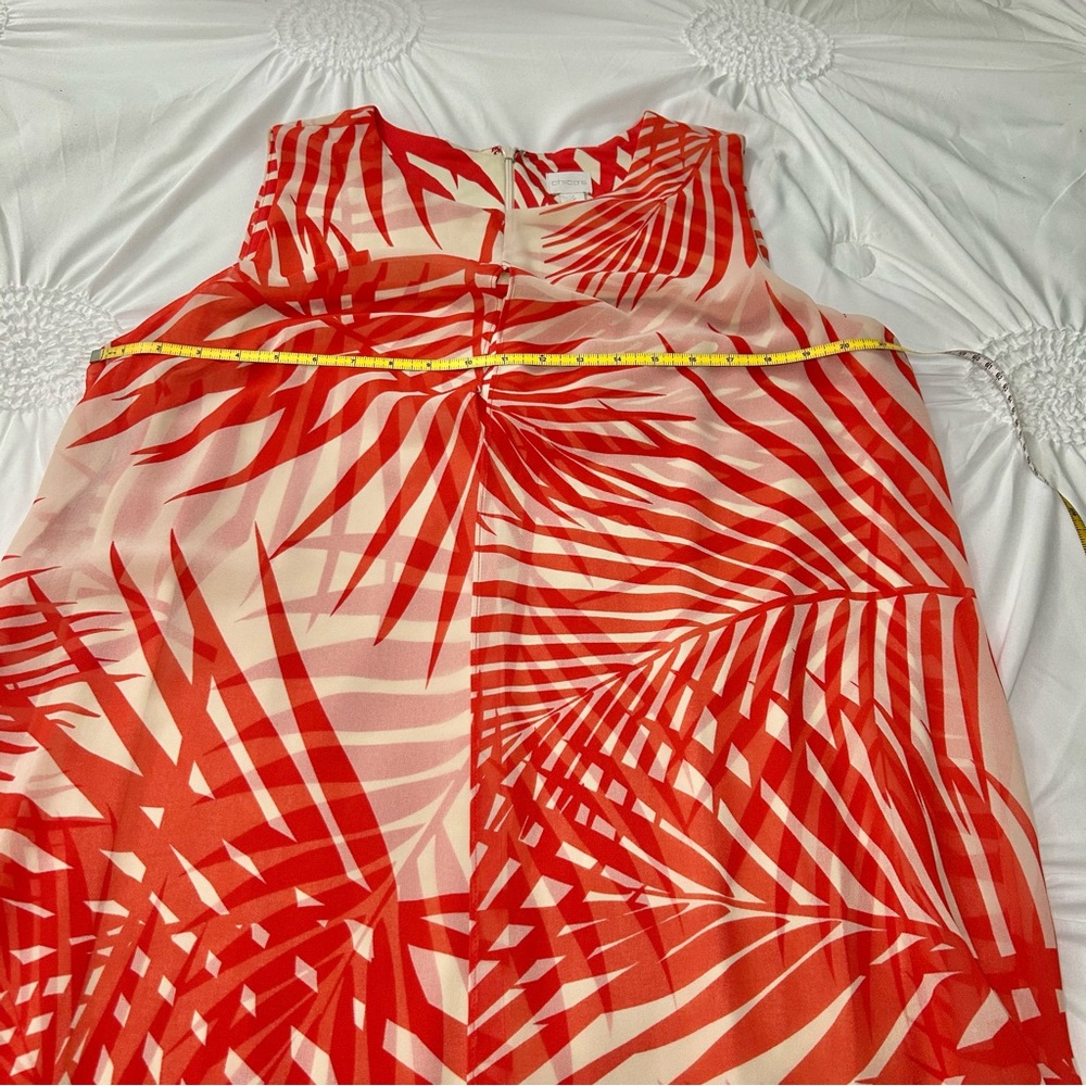 Chico’s Orange & Cream Sleeveless Palm Leaf Tropical Print Dress Size XL - Picture 9 of 14